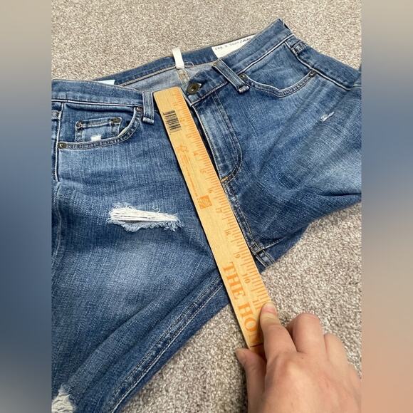 Designer Rag & Bone 10 inch Dre Jeans womens sz 25 distress blue jeans - Picture 14 of 15